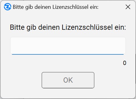 Zippy registrieren Dialog