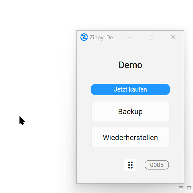 Zippys Hauptoberfläche