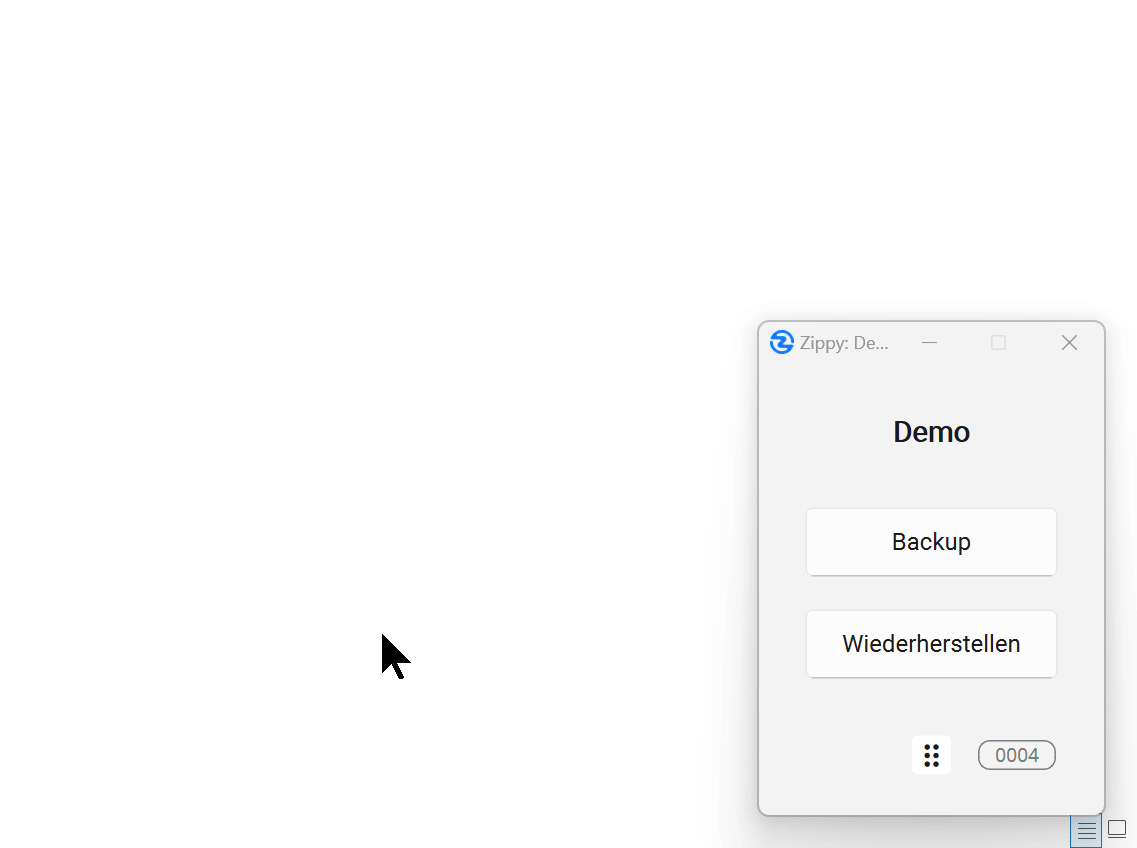 Zippys Wiederherstellungsoberfläche