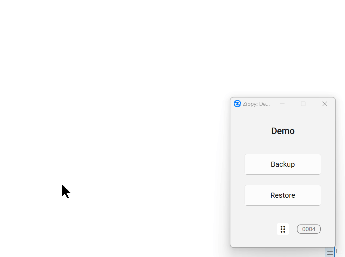 Zippy's restore interface