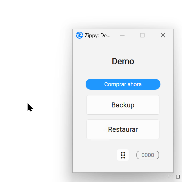Interfaz principal de Zippy