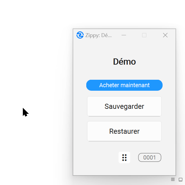 Interface principale de Zippy
