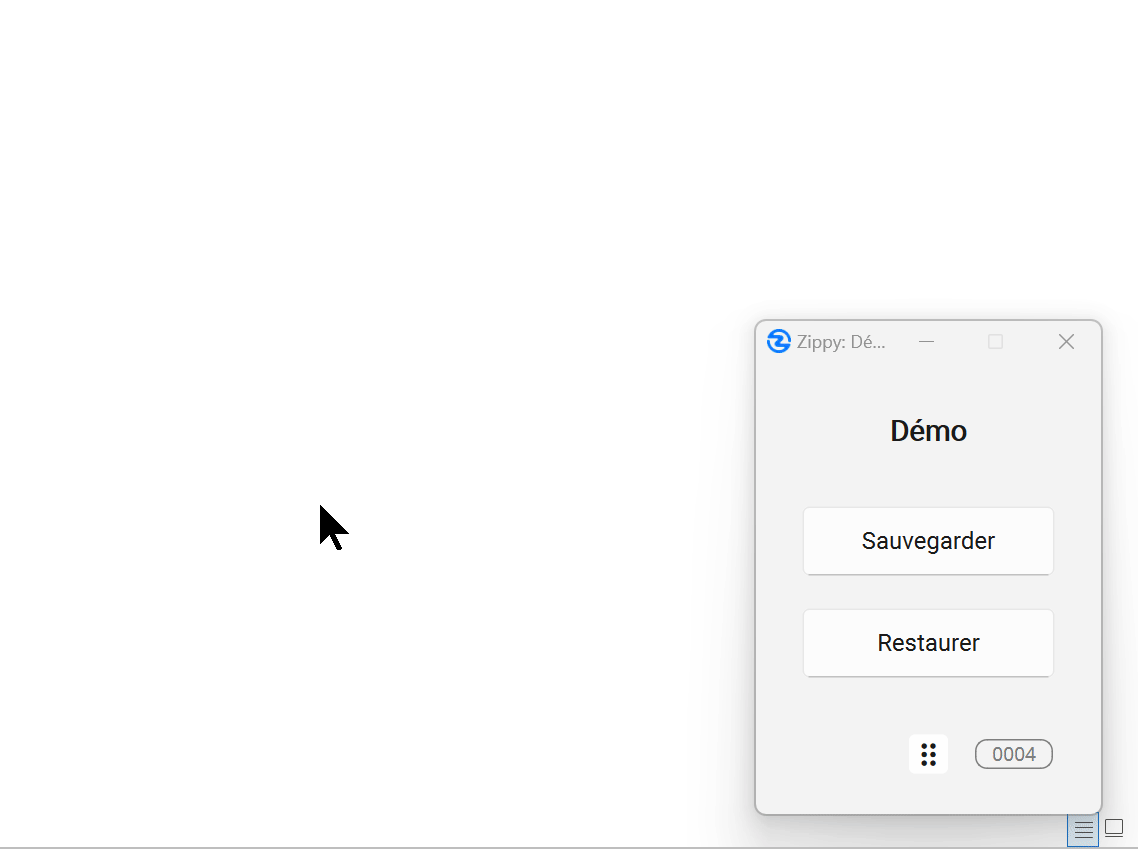 Interface de restauration Zippy