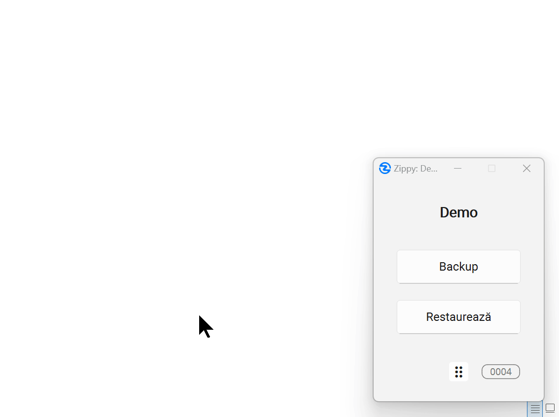 Interfața de restaurare Zippy